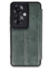 BFS  Oppo Reno 11F Kılıf Flip Cover - Koyu Yeşil
