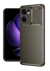 BFS  Oppo Reno 13F Kılıf Auto Focus Karbon Kapak - Kahverengi