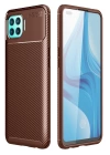 BFS  Oppo Reno 4 Lite Kılıf Auto Focus Karbon Kapak - Kahverengi