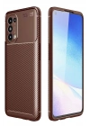 BFS Oppo Reno 5 Kılıf Auto Focus Karbon Kapak - Kahverengi