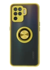 BFS  Oppo Reno 5 Lite Kılıf Montreal Yüzüklü Silikon Kapak - Sarı