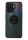 BFS  Oppo Reno 5 Lite Kılıf Montreal Yüzüklü Silikon Kapak - Siyah