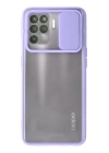 BFS  Oppo Reno 5 Lite Kılıf Palm Buzlu Kamera Sürgülü Silikon - Lila