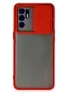 BFS  Oppo Reno 6 Kılıf Palm Buzlu Kamera Sürgülü Silikon - Kırmızı