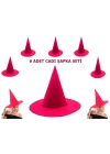 BFS     Pembe Fuşya Renk Keçe Cadı Şapkası Yetişkin Çocuk Uyumlu 6 Adet