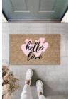 BFS Pembe Kapı Önü Paspası Hello Love Desen  K-3291