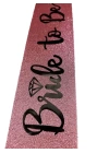 BFS   Pembe Üzeri Siyah İtalik Alyanslı Bride To Be Yazılı Simli Işıltılı Kuşak Kemer 10x80 cm