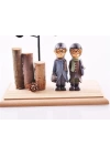 BFS  Pilli Işıklı Romantik Çift Tema Büyük Boy Dekoratif Ahşap Biblo