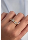 BFS Pirinç Ayarlamalı Gümüş Renk Zirkon Taşlı XOXO Model Yüzük
