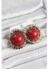 BFS Pirinç Bordo Vintage Model Gold Renk Kadın Küpe