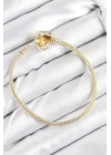 BFS Pirinç Charm Zirkon Taşlı Kalp Model Gold Renk Kadın Bileklik