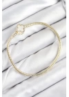BFS Pirinç Charm Zirkon Taşlı Yonca Model Gold Renk Kadın Bileklik