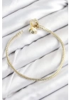 BFS Pirinç Charm Zirkon Taşlı Yonca Model Gold Renk Kadın Bileklik