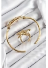 BFS Pirinç Deniz Yıldızı Model Gold Renk Bileklik Yüzük Set