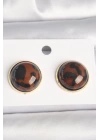 BFS Pirinç Gold Renk 3D Daire Leopar Model Kadın Küpe