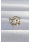 BFS Pirinç Gold Renk İncili Ahtapot Earcuff Küpe