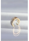 BFS Pirinç Gold Renk İncili Baget Taşlı Earcuff Küpe
