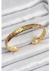 BFS Pirinç Gold Renk İşlemeli Altı Açık Bileklik