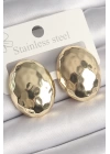 BFS Pirinç Gold Renk İşlemeli Bombe Oval Model Kadın Küpe