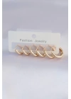 BFS Pirinç Gold Renk Oval Küpe Seti