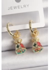 BFS Pirinç Gold Renk Renkli Vintage Çin Emaye Model Kadın Küpe