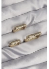 BFS Pirinç Gold Renk Renkli Zirkon Taşlı Kare Model Küpe Seti
