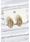 BFS Pirinç Gold Renk Sarmal Damla Model Vintage Kadın Küpe