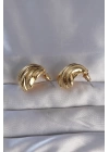 BFS Pirinç Gold Renk Tırtıklı Bombe Model Küpe