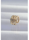 BFS Pirinç Gold Renk Yonca Earcuff Küpe