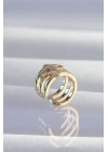 BFS Pirinç Gold Renk Yonca Earcuff Küpe