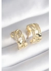 BFS Pirinç Gold Renk Zirkon Taş Detay Zincir Model Kadın Küpe