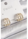 BFS Pirinç Gold Renk Zirkon Taşlı Halka Model Kadın Küpe