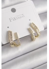 BFS Pirinç Gold Renk Zirkon Taşlı Kadın Küpe