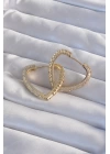 BFS Pirinç Gold Renk Zirkon Taşlı Motifli Kalp Küpe