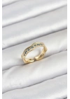 BFS Pirinç Gold Renk Zirkon Taşlı Vintage Kadın Yüzük