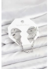 BFS Pirinç Gümüş Renk Kelebek Model Zincir Bağlantılı Ear Cuff Küpe Seti