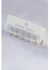 BFS Pirinç Gümüş Renk Oval Küpe Seti