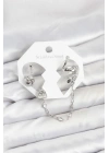 BFS Pirinç Gümüş Renk Yılan Model Zincir Bağlantılı Ear Cuff Küpe Seti