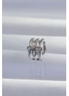 BFS Pirinç Gümüş Renk Yonca Earcuff Küpe