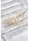 BFS Pirinç Halka Model Gold Renk Kadın Set Küpe