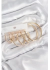 BFS Pirinç Halka Model Gold Renk Kadın Set Küpe