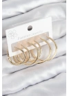 BFS Pirinç Halka Model Gold Renk Kadın Set Küpe