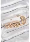 BFS Pirinç Halka Model Gold Renk Kadın Set Küpe