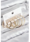 BFS Pirinç Halka Model Gold Renk Kadın Set Küpe