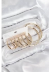 BFS Pirinç Halka Model Gold Renk Kadın Set Küpe
