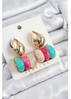 BFS Pirinç Karışık Renk Vintage Model Kadın Küpe