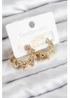 BFS Pirinç Kıvrımlı Halka Model Gold Renk Kadın Küpe