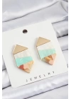 BFS Pirinç Mermer Desenli Vintage Geometrik Model Gold Renk Kadın Küpe