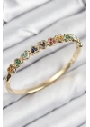 BFS Pirinç Renkli Zirkon Taşlı Sıralı Kalp Model Gold Renk Kadın Kelepçe