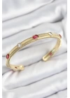 BFS Pirinç Renkli Zirkon Taşlı Vintage Model Gold Renk Kadın Kelepçe